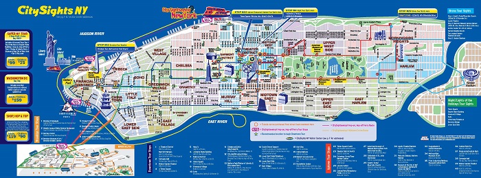 Map Of New York Main Attractions Map Of World