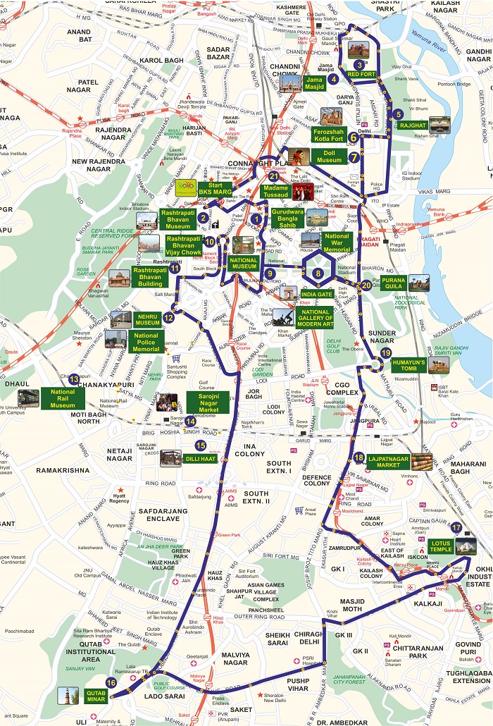 new delhi tourist places map