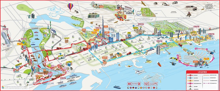 Dubai Attractions Map FREE PDF Tourist Map Of Dubai Printable City 