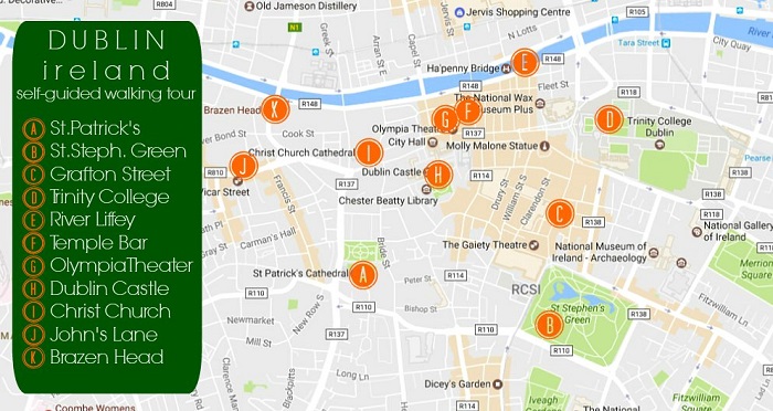 Dublin Walking Tour Map