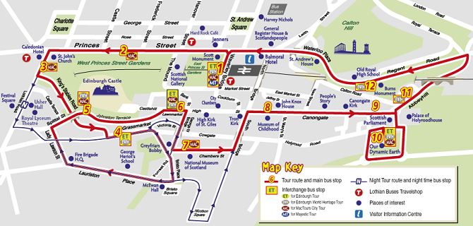 edinburgh bus tour route map