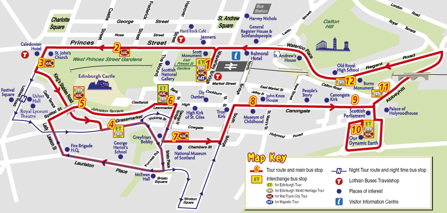 Edinburgh Hop On Hop Off Bus Tours Tickets Route Maps Compare All 