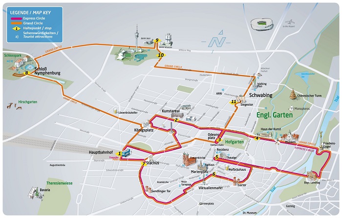 City Sightseeing Munich Hop on Hop off Map