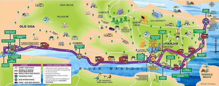 Goa Hop-On Hop-Off Bus Tour Map