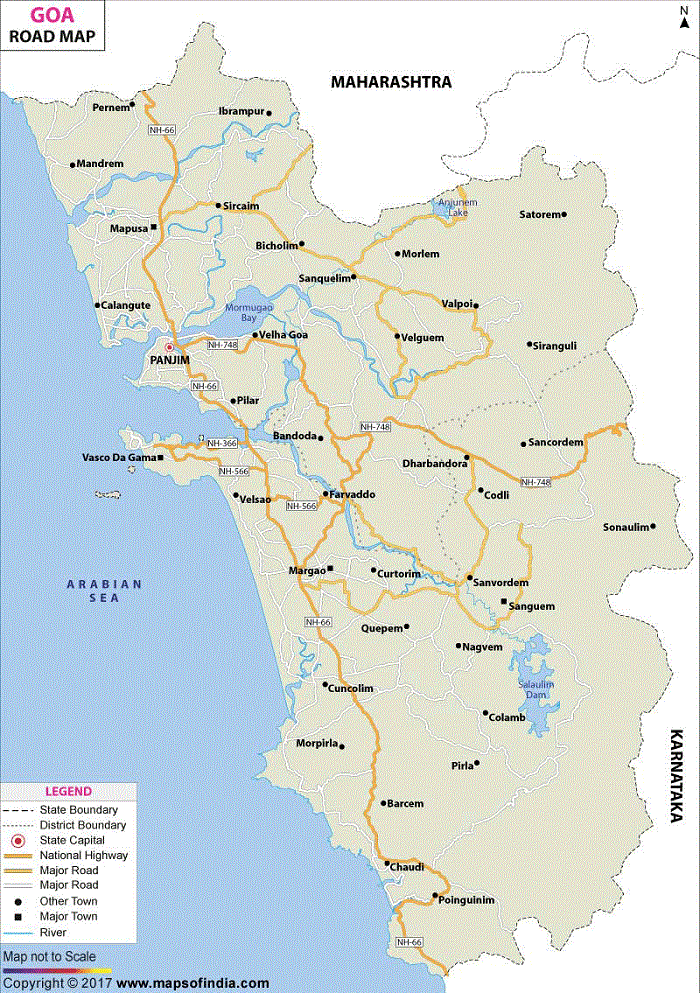 goa tourist map with places