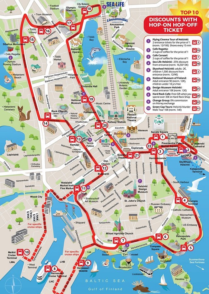 Helsinki Hop-On Hop-Off Bus Tour Map