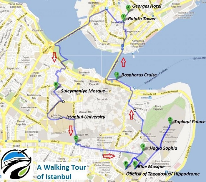 Istanbul Walking Tour Map