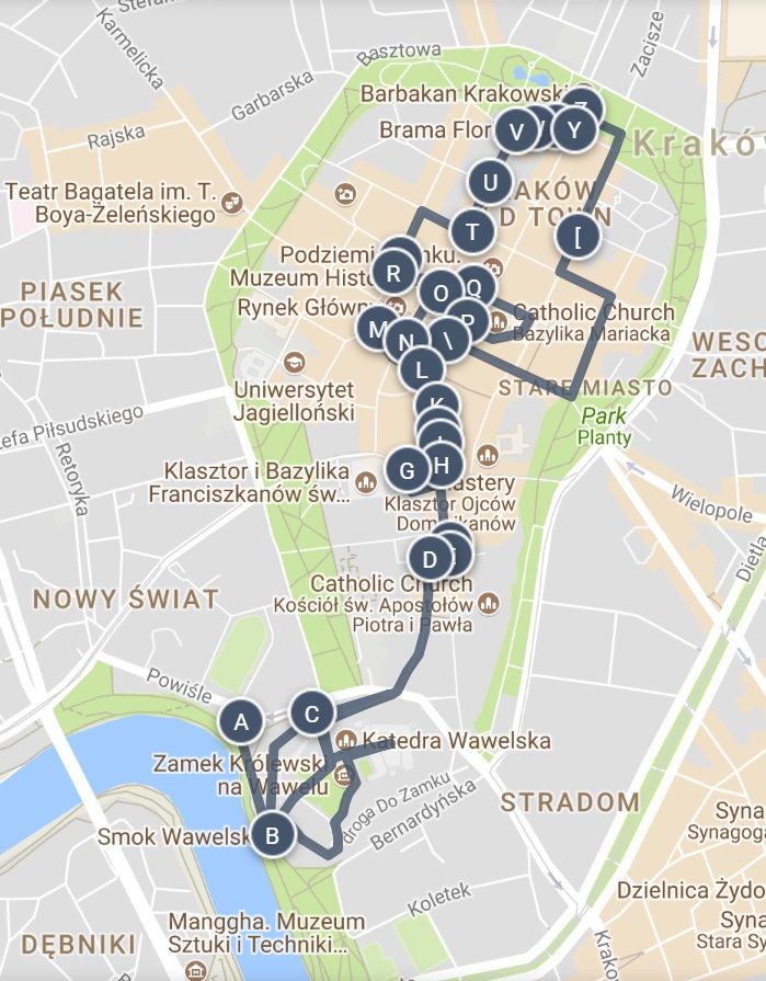 krakow tourist attractions map