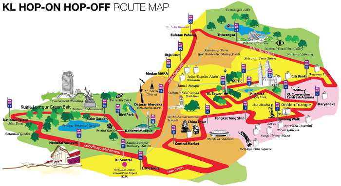 Kuala Lumpur Hop-On Hop-Off Bus Tour Map