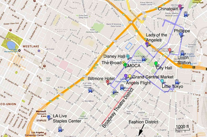 Los Angeles Walking Tour Map