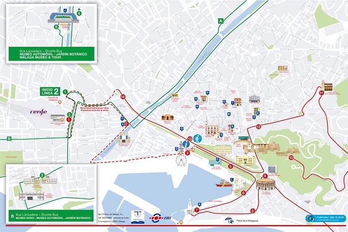 City Sightseeing Hop-On Hop-Off Malaga Bus Tour Map