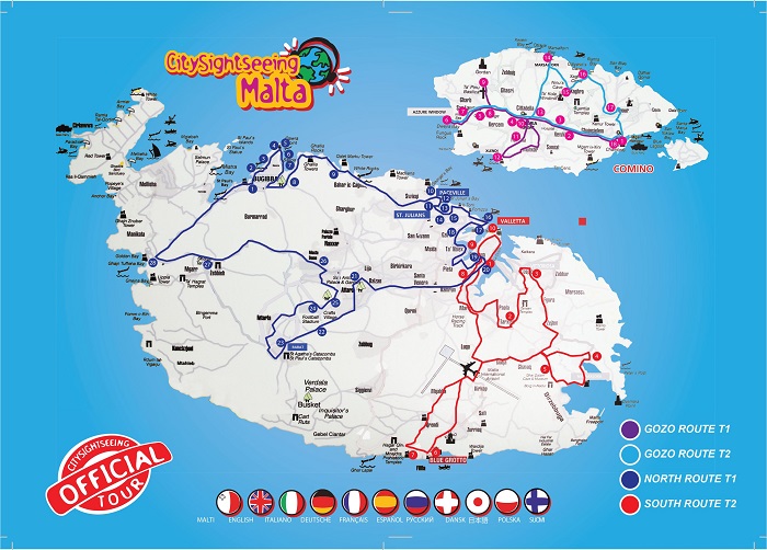 Malta Hop-On Hop-Off Bus Tour Map