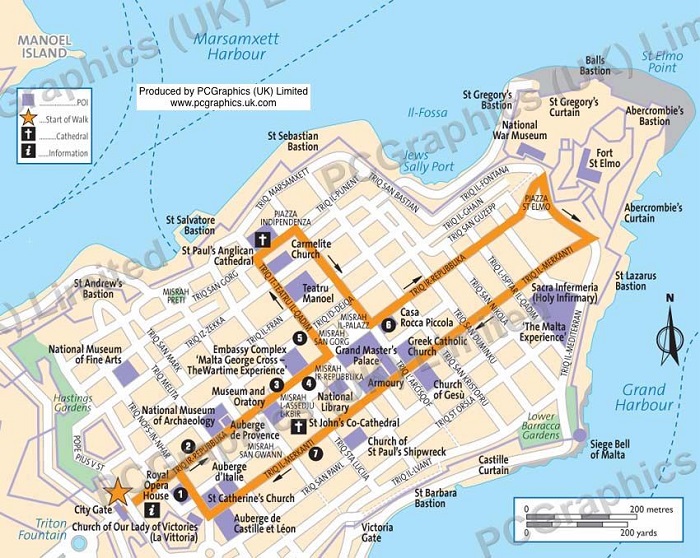 Malta Walking Tour Map