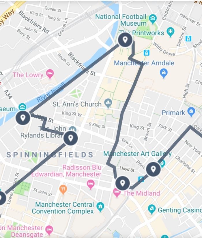 Manchester Walking Tour Map
