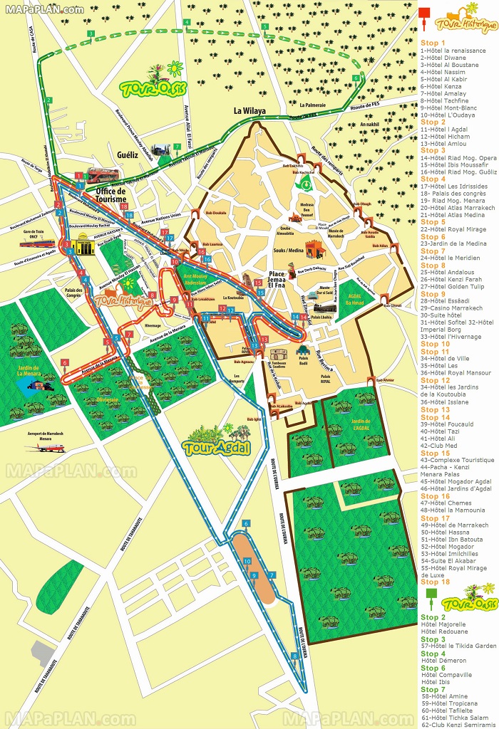 Marrakech Hop-On Hop-Off Bus Tour Map