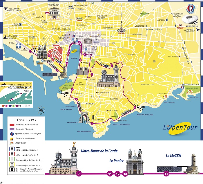 Marseille Hop-On Hop-Off Bus Tour Map