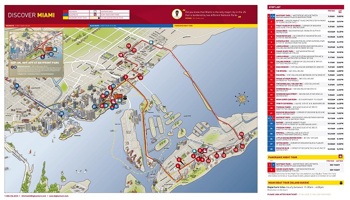 Miami Bigbus Hop-On Hop-Off Bus Tour Map