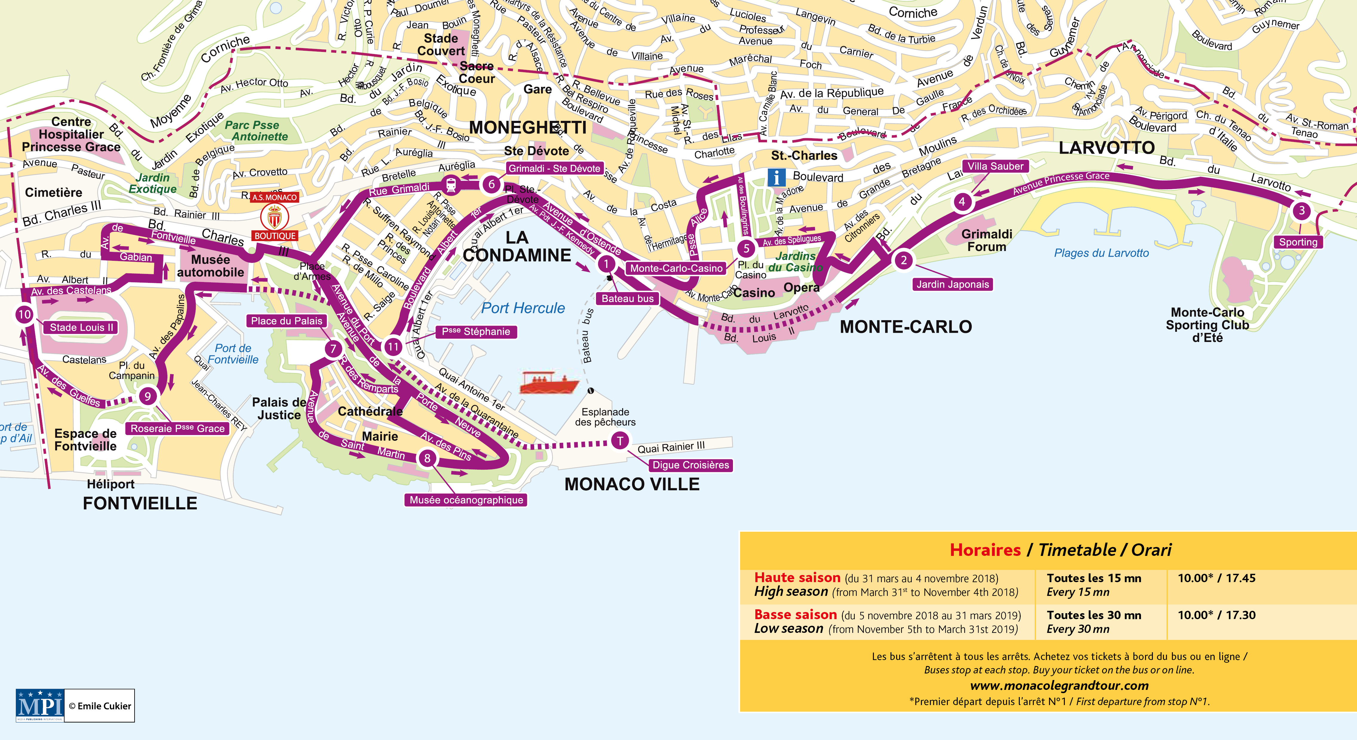 Monaco Hop-On Hop-Off Bus Tour Map