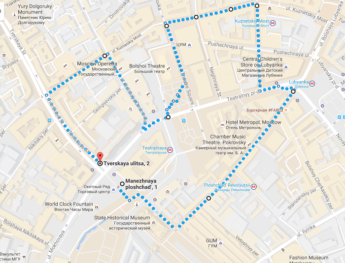 Moscow Walking Tour Map