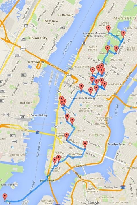 manhattan tour map