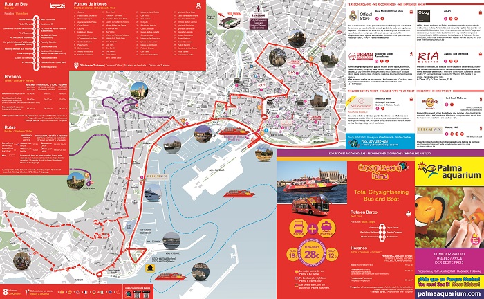 Palma de Mallorca Hop-On Hop-Off Bus Tour Map