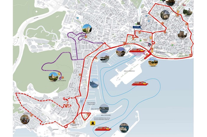 Palma City Sightseeing Lleida Hop-On Hop-Off Bus Tour Map