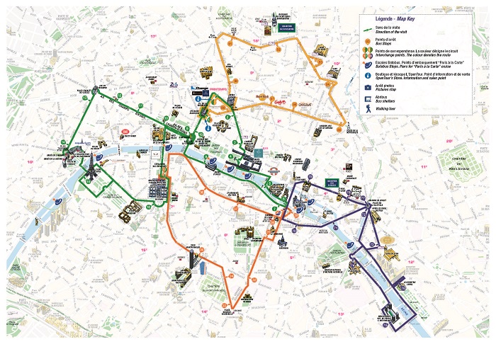 Paris L'Open Hop-On-Hop-Off Bus Tour Map