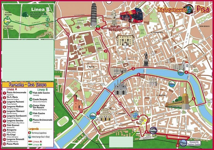 Pisa Walking Tour Map
