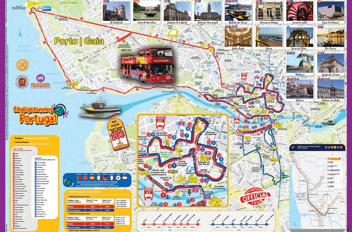 Porto City Sightseeing Hop-On Hop-Off Bus Tour Map