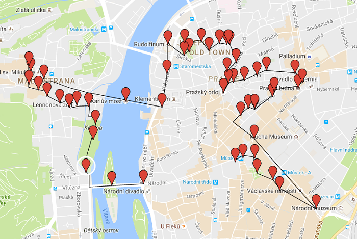 Prague Walking Tour Map