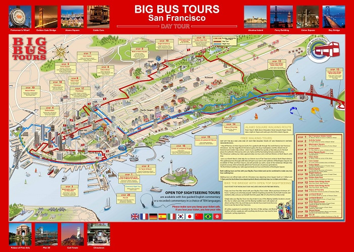 San Francisco Bigbus Hop-On Hop-Off Bus Tour Map