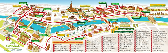 Seville Hop-On Hop-Off Bus Tour Map