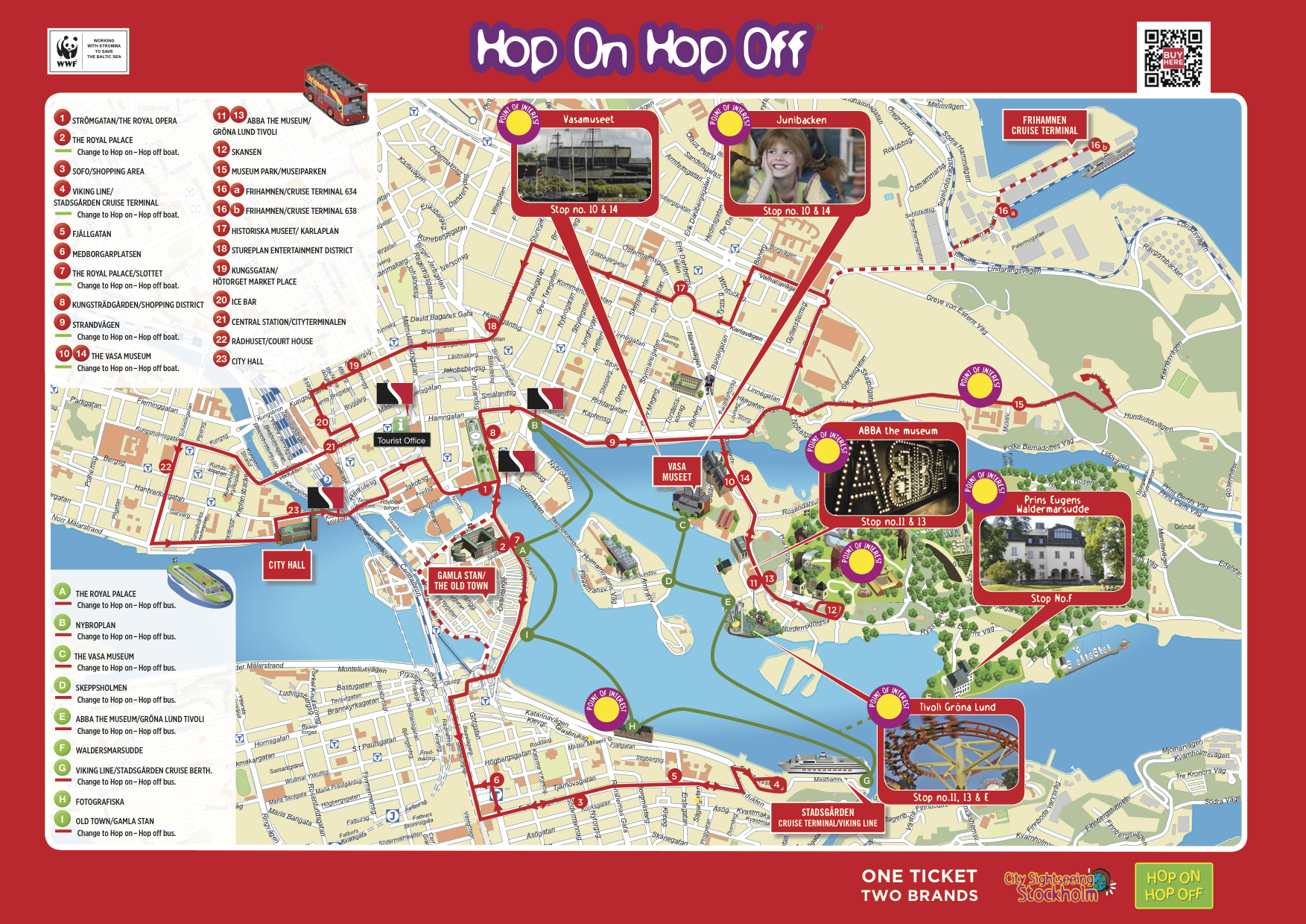 Stockholm Hop-On Hop-Off Bus Tour Map