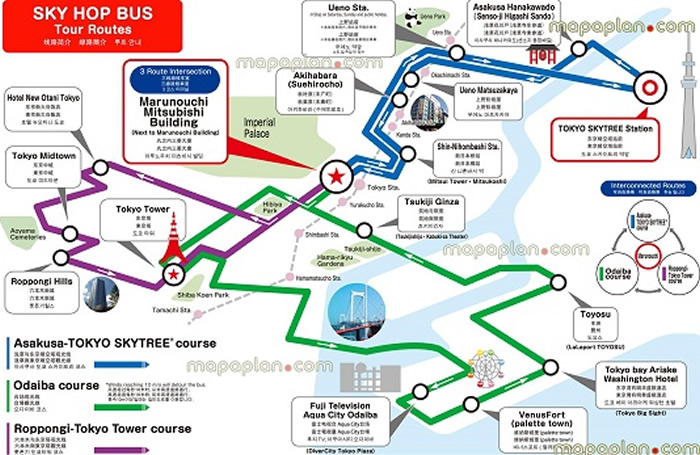 Tokyo Hop-On Hop-Off Bus Tour Map