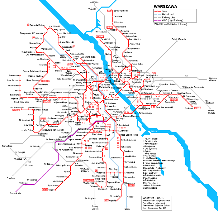 Warsaw Transport Map