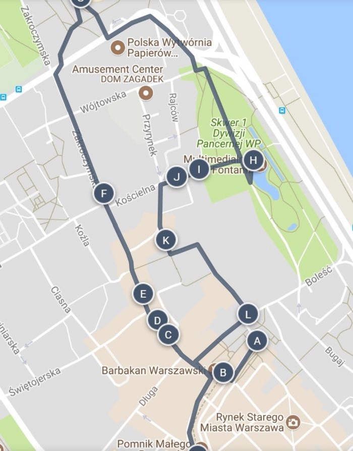 Warsaw Walking Tour Map