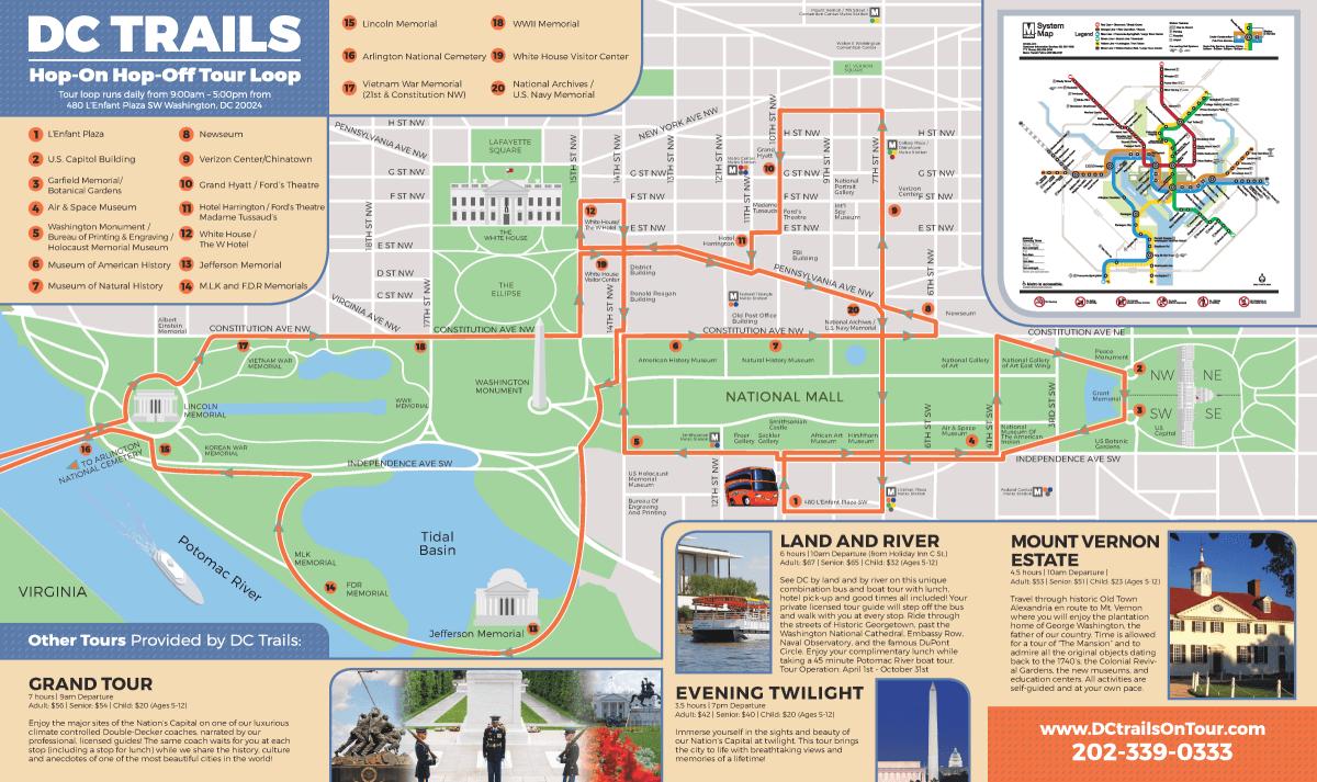 Washington Dc Attractions Map | FREE PDF Tourist City Tours Map