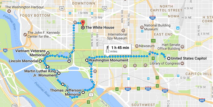 washington dc tour map pdf