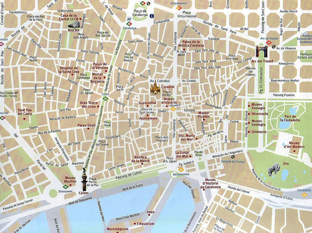 printable barcelona tourist map