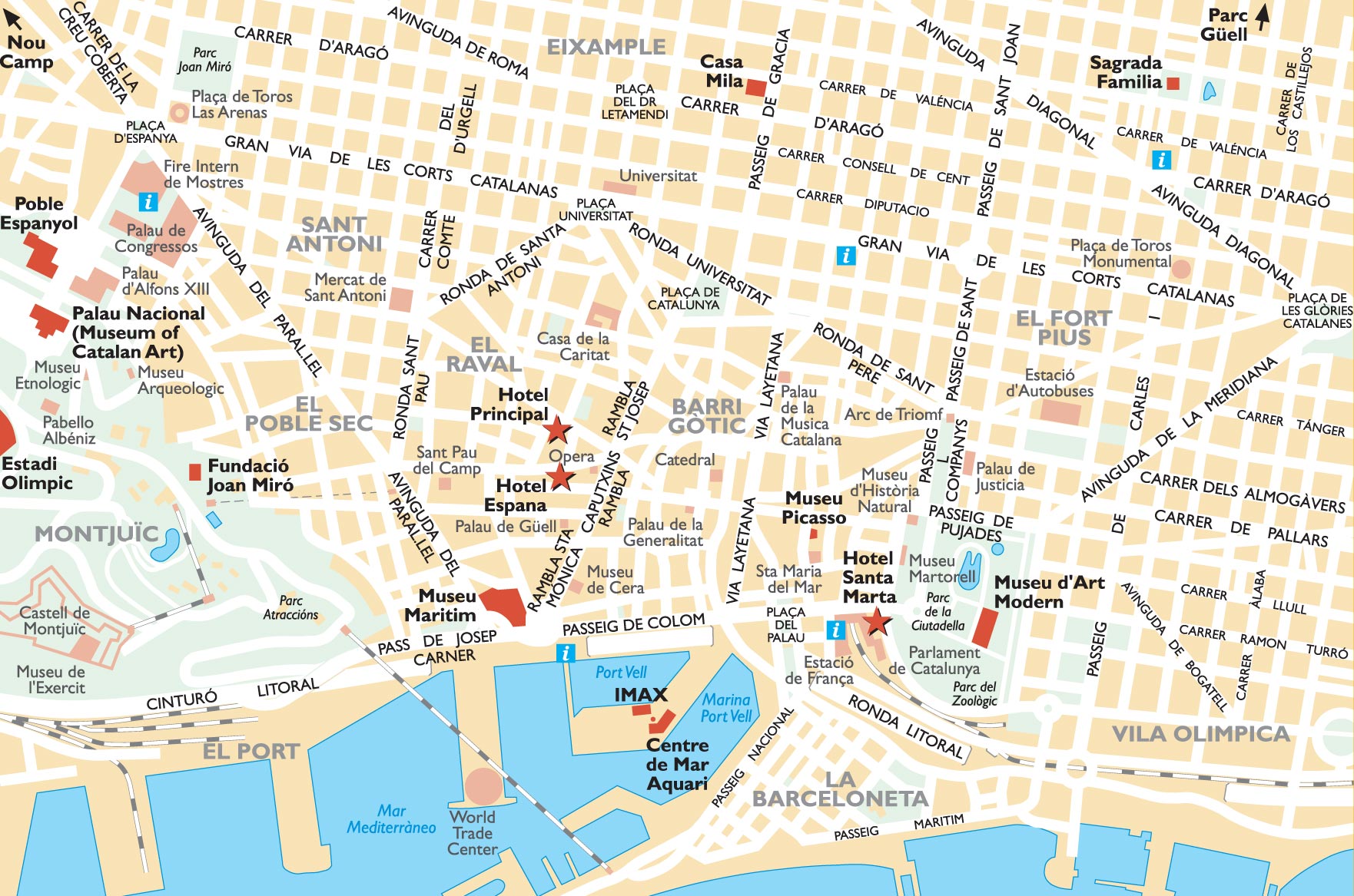 map of barcelona with tourist attractions