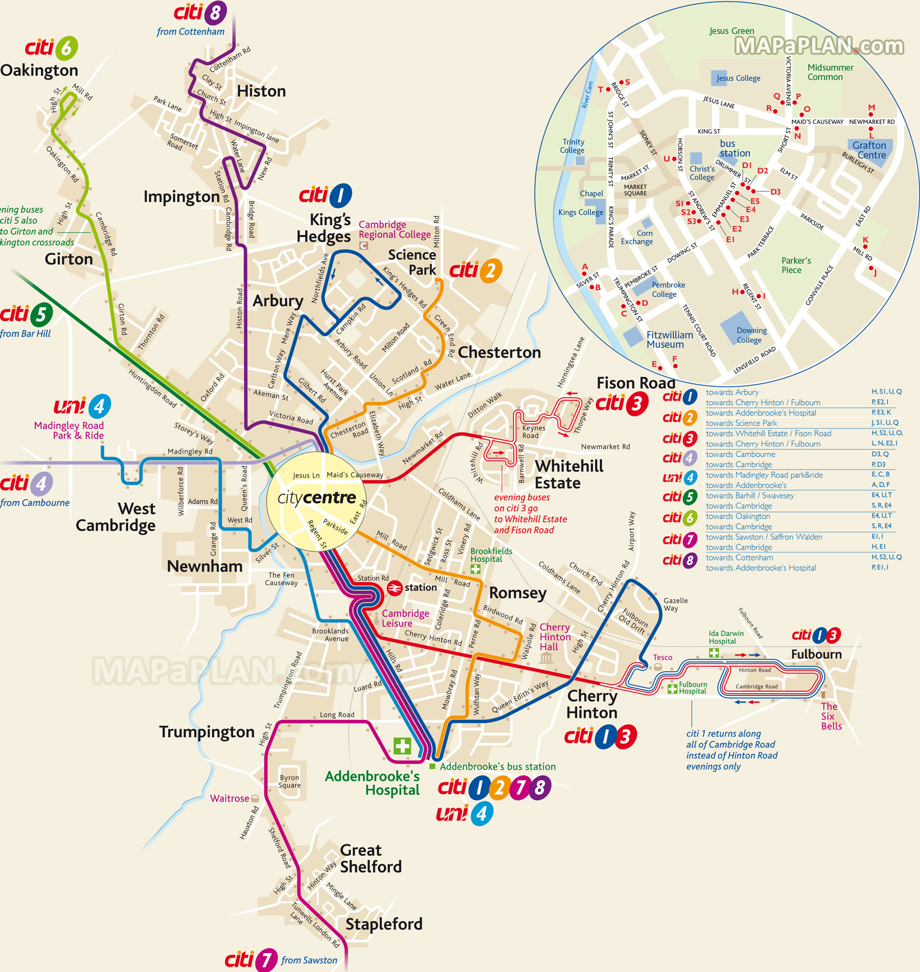 tourist map of cambridge city centre