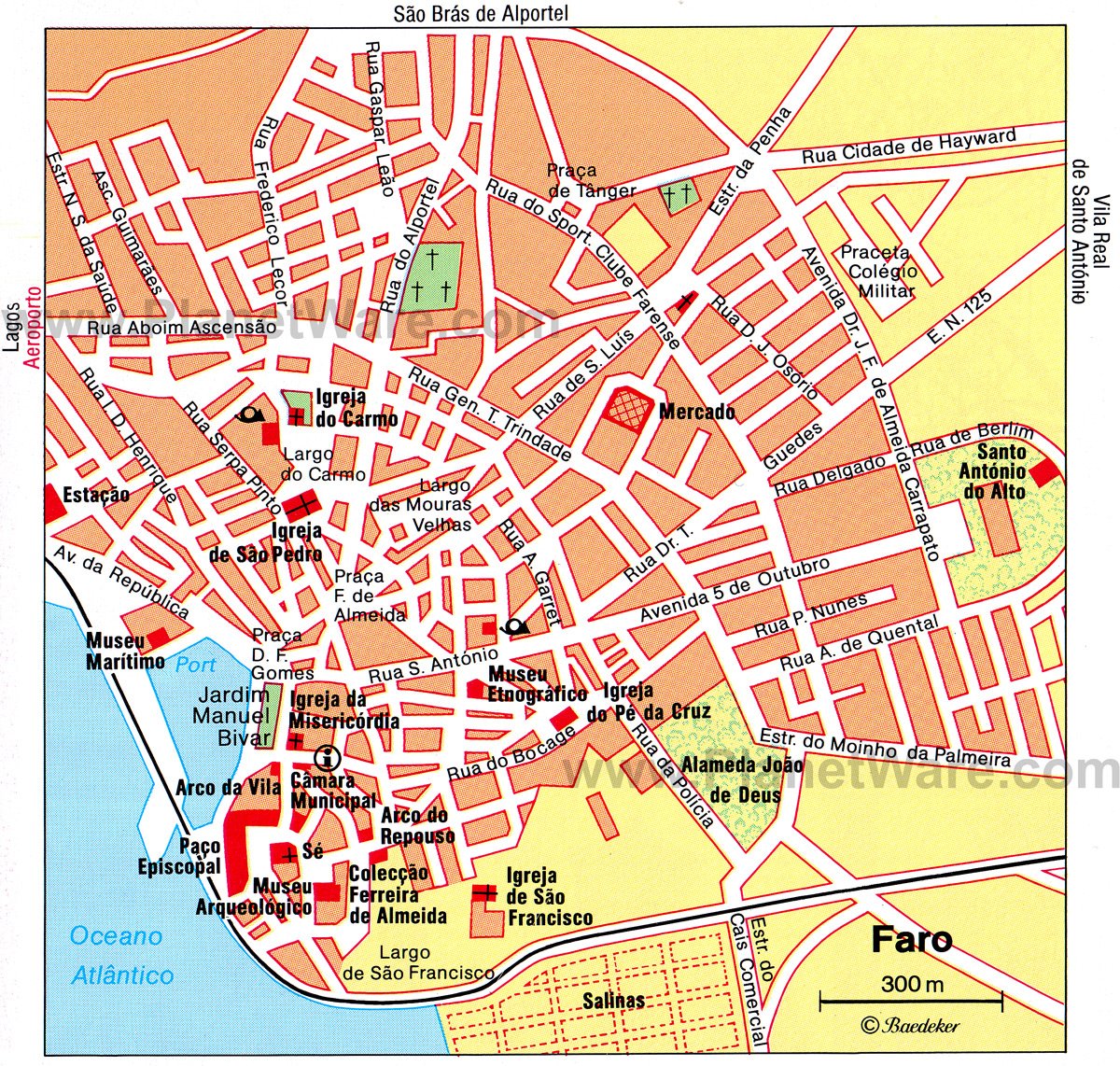 Faro Attractions Map PDF - FREE Printable Tourist Map Faro, Waking