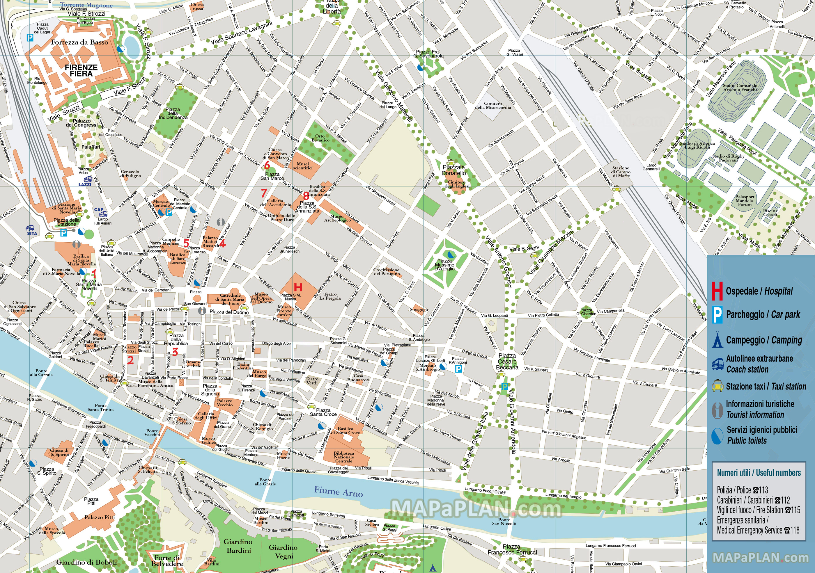 Florence Attractions Map PDF - FREE Printable Tourist Map Florence