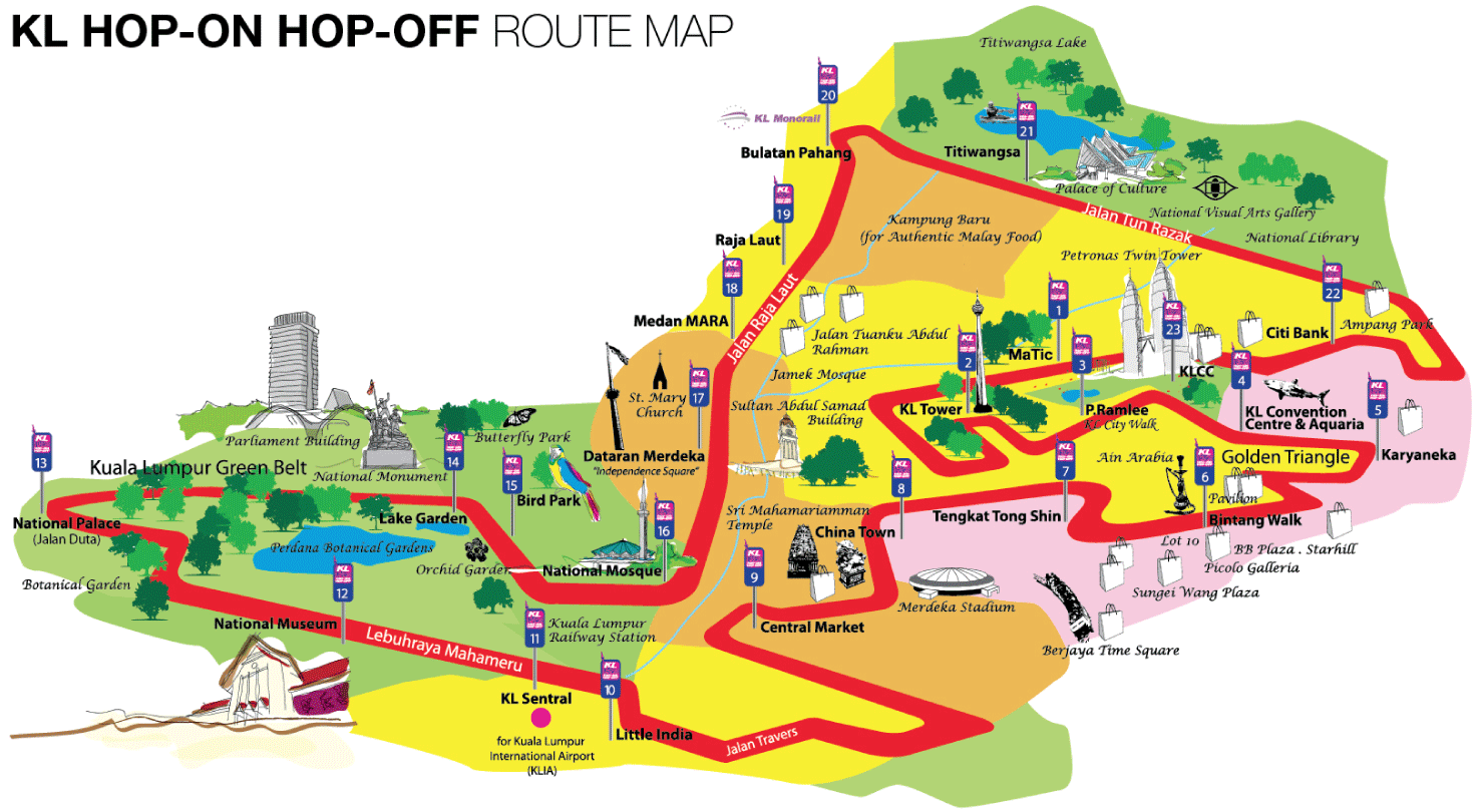 Kuala Lumpur Hop On Hop Off  Bus Route Map  Combo Deals 2020