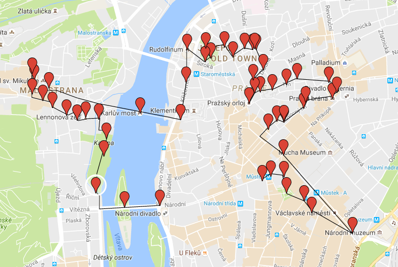 Prague Attractions Map PDF - FREE Printable Tourist Map Prague, Waking 