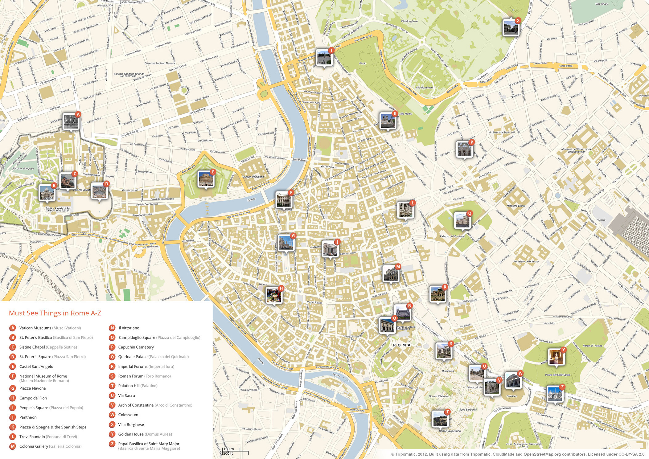 Rome Attractions Map Pdf Free Printable Tourist Map Rome Waking