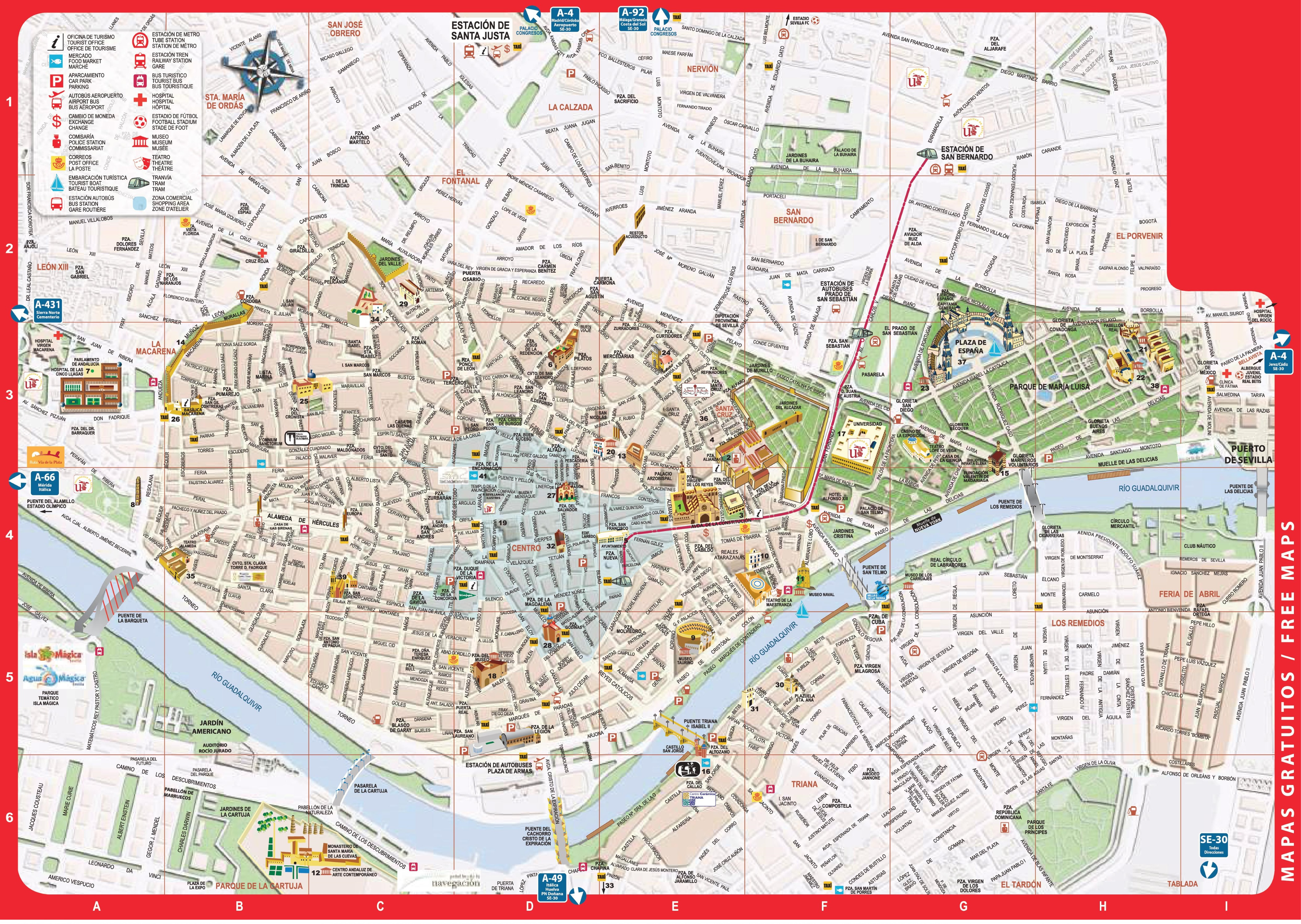 Sevilla Recorrido A Pie De Mapa Mapa De Sevilla Walking Tour | Images ...