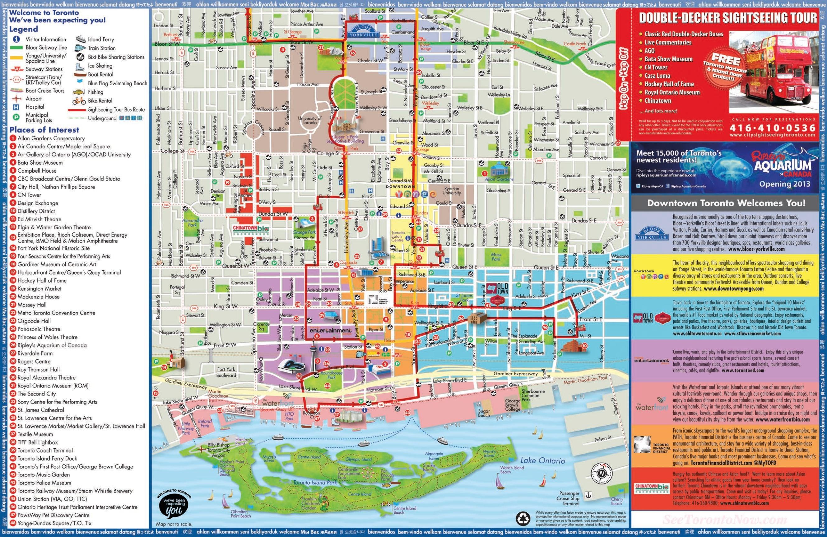 Toronto Attractions Map PDF - FREE Printable Tourist Map Toronto, Waking Tours Maps 2020