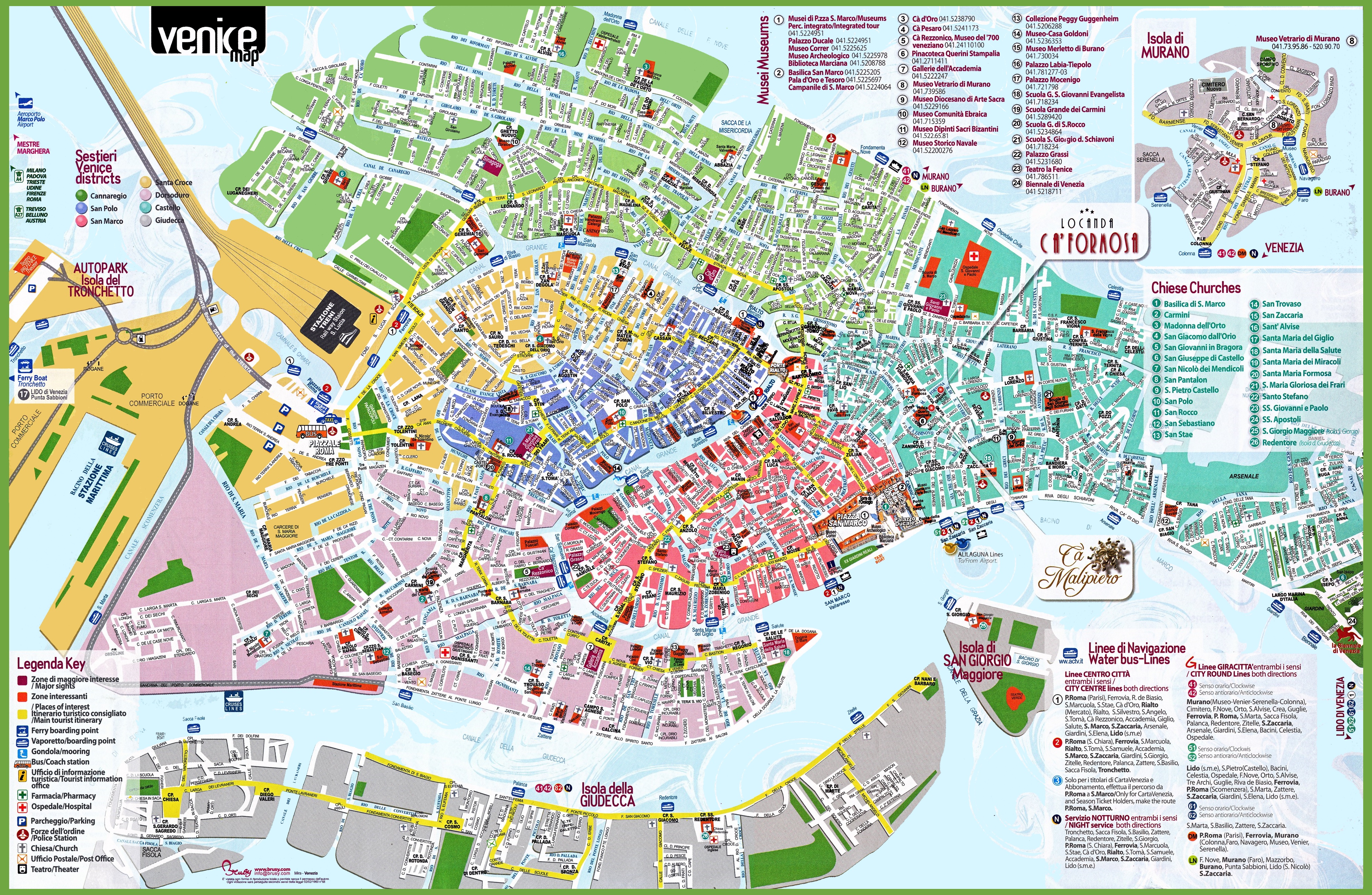 Venice Attractions Map PDF - FREE Printable Tourist Map Venice, Waking
