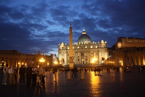 Sistine Chapel at night with Vatican Museums